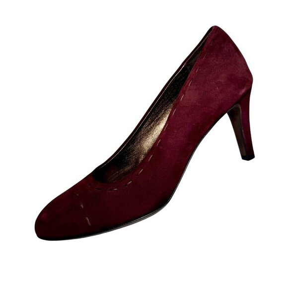 AGL Burgundy Suede Pumps w decorative stitching size 37.5 US/7 Lk Nw!! - Picture 2 of 8